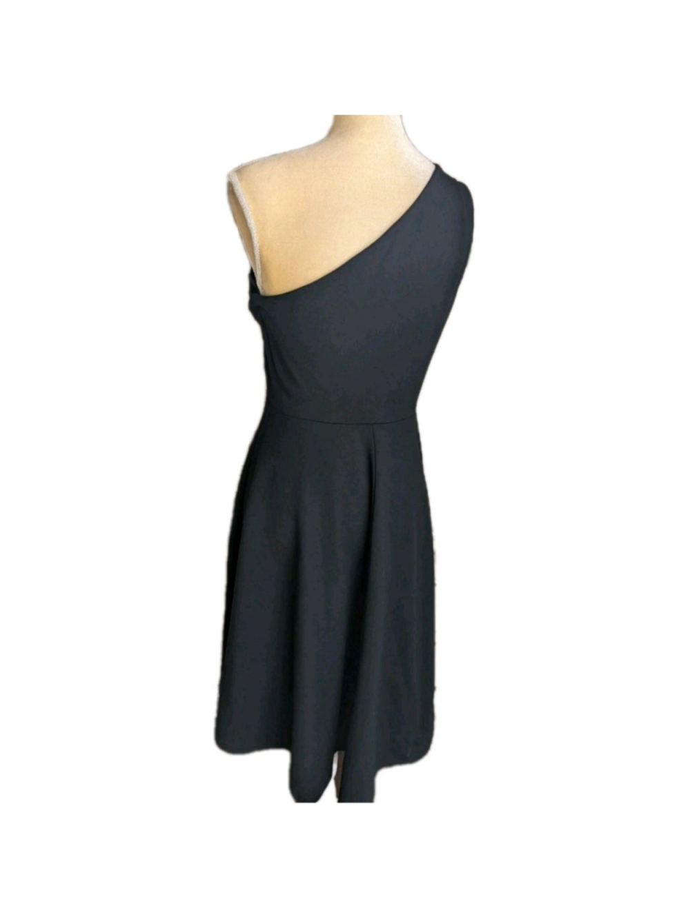 Sarin Mathews Black Large One Shoulder Cocktail Party Dress Vintage Style - Picture 4 of 11